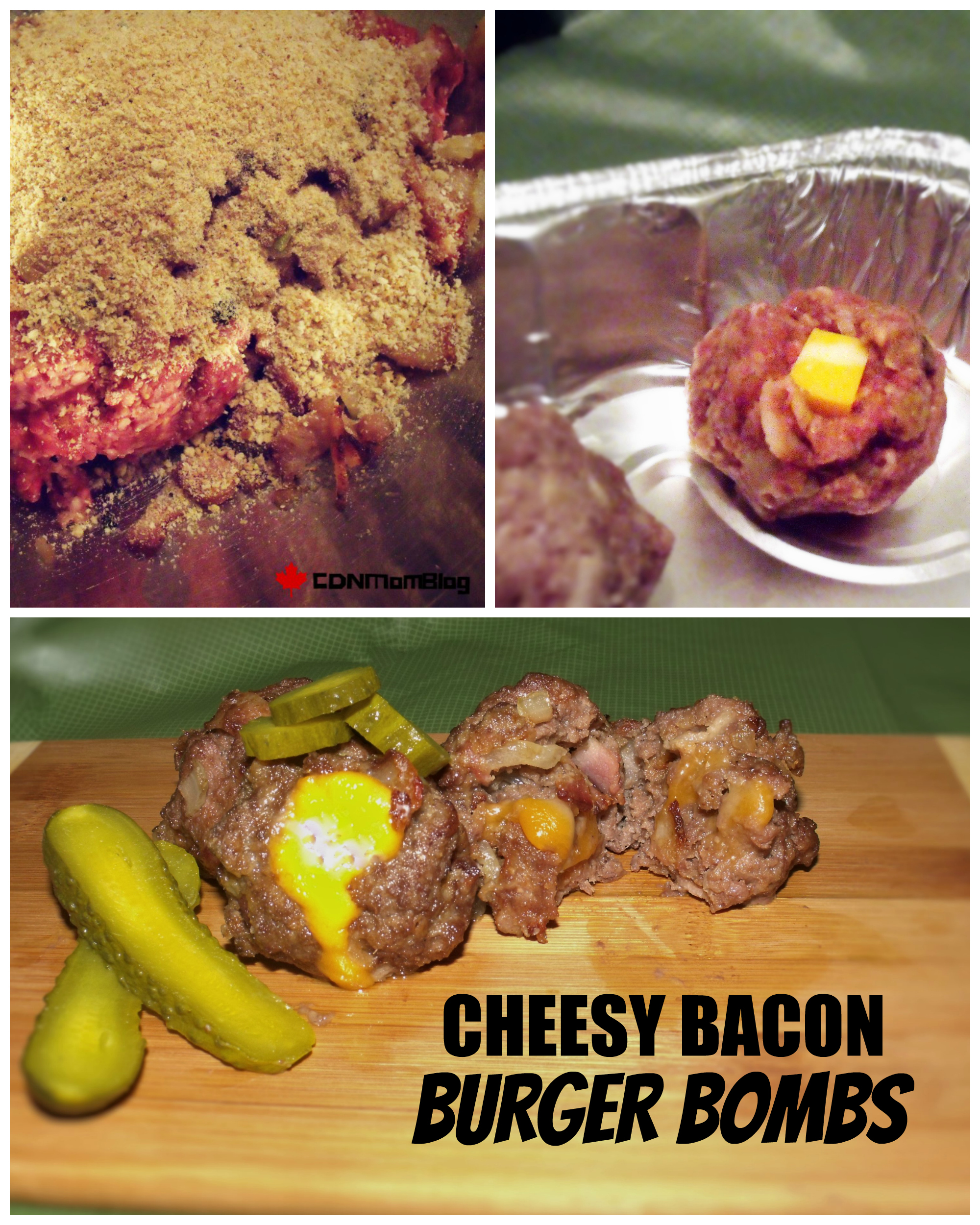 Cheesy Bacon Burger Bombs via CanadianMomBlog.ca