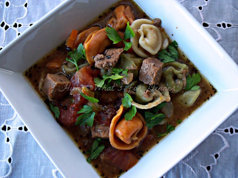 Cheese Tortellini and Beef Soup